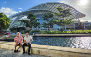 Joey Pon and Damián Cabrera in front of the Puerto Rico Convention Center